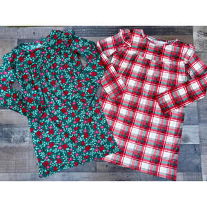 Cat & Jack Christmas Holiday Girl Plaid & Floral Night Gowns Kid Girl Size 8